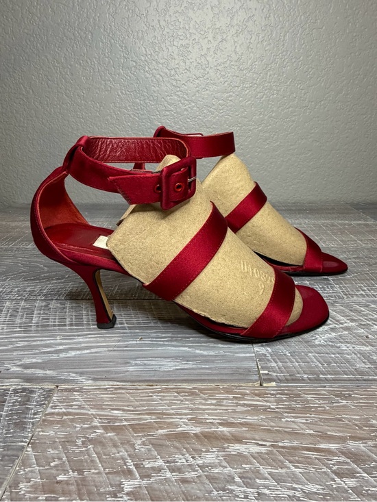 Isaac Mizrahi Shoes - Isaac Mizrahi Red Satin Strappy Buckle Sandals